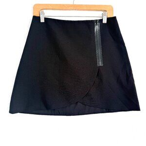 Alice + Olivia Lennon Side Zip Overlap Wrap Tulip Mini Skirt Womens 8 Black
